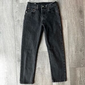 Levi’s 501 Black Wash Straight Leg Jeans Button Fly 24x26